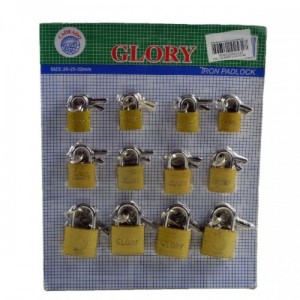 CADEADO CARTELA C/ 12 PÇS 25,32,38 MM    32382