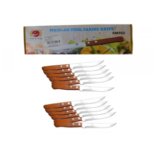 KIT FACA DE MESA INOX CABO EM MADEIRA C/ 12 UN. SM-502