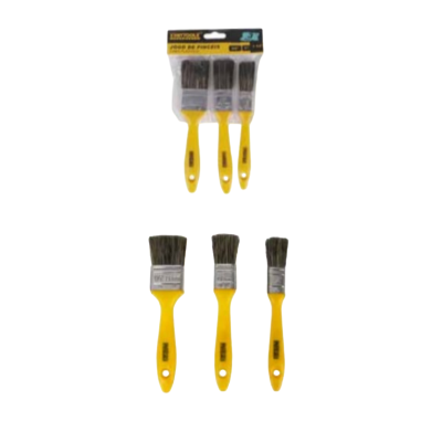 JOGO DE PINCEL CABO DE PLASTICO COM 3 PCS 3/4