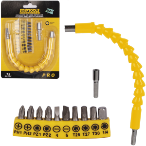 CABO EXTENSOR FLEXIVEL P/ PARAFUSADEIRA C/ BITS 12 PCS STARTOOLS AR0435