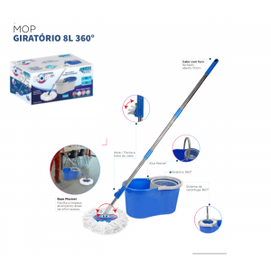 MOP GIRATORIO 8 LITROS CESTO DE PLASTICO CLEAN TECH CT0001