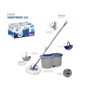 MOP GIRATORIO 13 LITROS CESTO DE PLASTICO CLEAN TECH CT0003