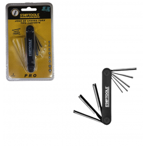 JOGO DE CHAVES TORX TIPO CANIVETE C/ 8 PCS STARTOOLS AR0577