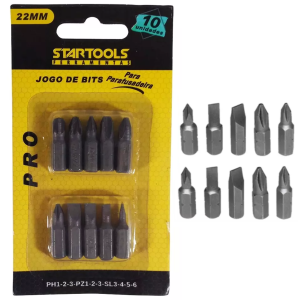 KIT DE BITS 10 PCS P/ PARAFUSADEIRA STARTOOLS AR0404