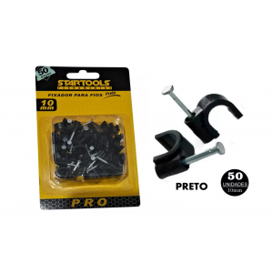 FIXADOR DE FIOS PRETO COM 50 PCS 10MM AR0277