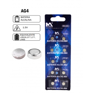 BATERIA ALCALINA AG4 LR626 C/10 UN. 1,5V MAX-AG4