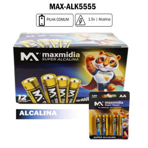 BATERIA PILHA AA ALCALINA C/4 UN. MAXMIDIA MAX-ALK5555