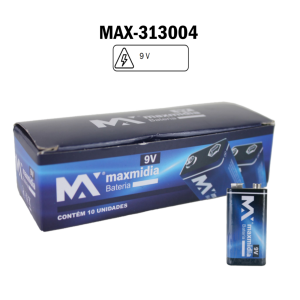 BATERIA 9V  MAXMIDIA CAIXA COM 10 UN. MAX-313004
