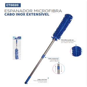 ESPANADOR MICROFIBRA CABO INOX EXTENSIVEL CLEAN TECH CT0020