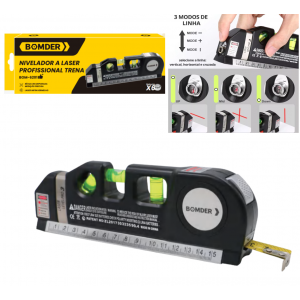NIVEL A LASER PROFISSIONAL C/ TRENA DE 2,5 METROS BOM-6201