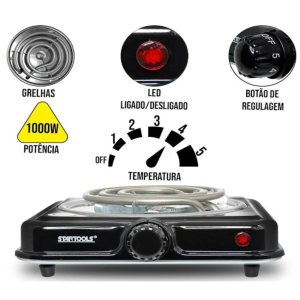 FOGAREIRO ELETRICO 1 BOCA 1000W 220V STARTOOLS AR0537