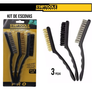 ESCOVA DE AÇO KIT COM 3 PCS 21,5CM  STARTOOLS AR0254