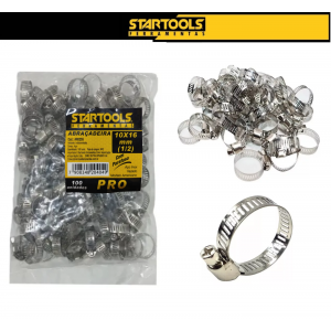 ABRAÇADEIRA DE AÇO INOX 10X16 MM AMERICANO PACOTE C/ 100 PCS STARTOOLS AR0255