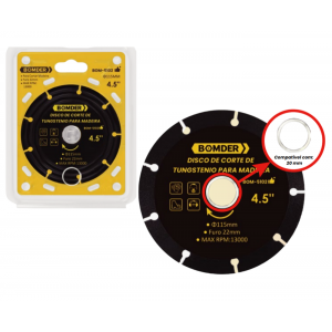 DISCO DE CORTE TUNGSTENIO PARA MADEIRA 4,5