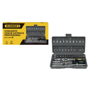 KIT FERRAMENTAS MALETA BASICAS  INTERCAMBEAVEIS C/46PÇS BOM-3905