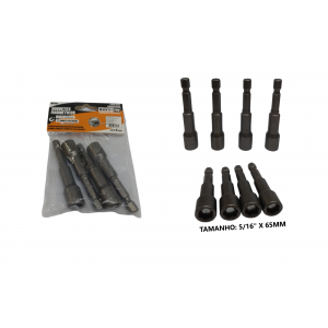 KIT DE SOQUETES PONTA MAGNÉTICO C/ 4 PCS 5/16