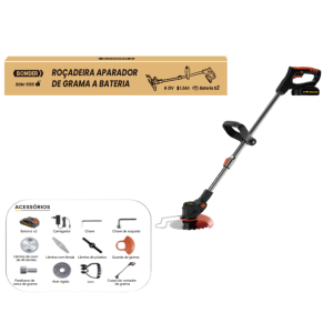 ROÇADEIRA APARADOR DE GRAMA RECARREGAVEL C/2 BATERIAS 21V  BOM-9109