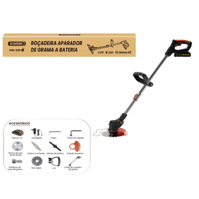 ROÇADEIRA APARADOR DE GRAMA RECARREGAVEL C/2 BATERIAS 21V  BOM-9109