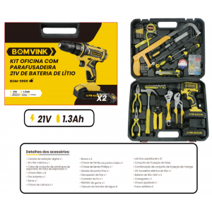 PARAFUSADEIRA KIT OFICINA 21V C/2 BATERIAS  BOM-9909