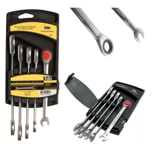 CHAVE COMBINADA CATRACADA C/ 5 PCS 8-14 MM CABEÇA FIXA  EDA 9NX 014162