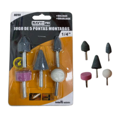 JOGO DE PONTAS ABRASIVAS RETIFICA COM 5 PCS NAVY 40028