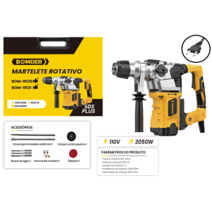 MARTELETE ROTATIVO ELETRICO 1850W 110V 4400 BPM  BOM-9531
