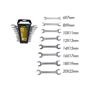 JOGO CHAVE DE BOCA FIXA  C/8 PÇS 6X7,8X9,10X11,12X13,14X15, 16X17, 18X19, 20X22 MM AR0727