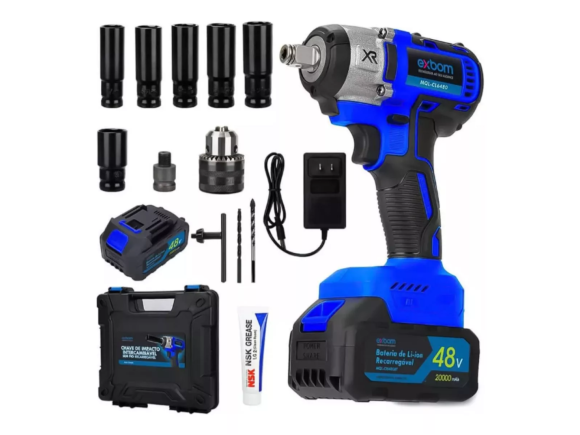 CHAVE DE IMPACTO RECARREGAVEL C/2 BATERIAS 48V EXBOM CI6480