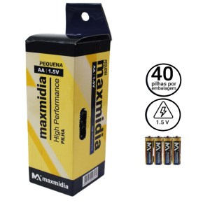BATERIA PILHA AA  MAXMIDIA TUBO COM 40 UN. MAX-UM-3AA