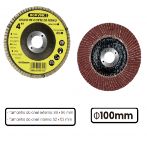 DISCO FLAP CONICO GRAU DE 80 C/10 PCS 4