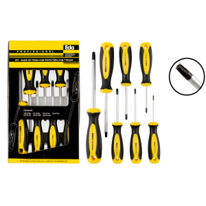 CONJUNTO COM CHAVE TORX  T-10 A T-40 C/ 7 PCS CABO EMBORRACHADO EDA 9TH