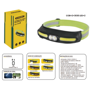 LANTERNA DE CABEÇA LED RECARREGAVEL USB BOM-4009