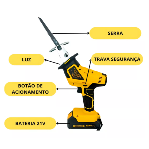 SERRA SABRE PARA PODA  RECARREGAVEL C/2 BATERIAS 21V  BOM-9702