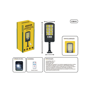 LUMINARIA SOLAR POSTE DE RUA 8 LED BOM-4201