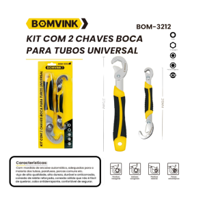 CHAVE MULTI FUNÇÃO UNIVERSAL C/ 2 PCS BOM-3212
