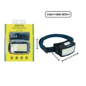 LANTERNA DE CABEÇA COB RECARREGAVEL USB BOM-4011