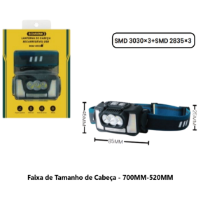 LANTERNA DE CABEÇA LED RECARREGAVEL USB BOM-4012