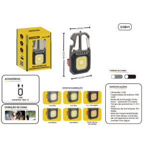 MINI LANTERNA LED CHAVEIRO MULTIFUNCIONAL RECARREGAVEL USB BOM-4319