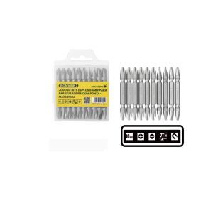 KIT DE BITS PONTA DUPLA FENDA E PHILIPS 10 PCS COM IMÃ PH2 X 65 MM  BOM-5003