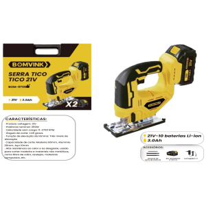 SERRA TICO TICO  NA MALETA RECARREGAVEL C/2 BATERIAS 21V  3.0AH BOM-9719