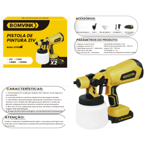 PISTOLA DE PINTURA COM 2 BATERIA 21V 125W BOM-9720