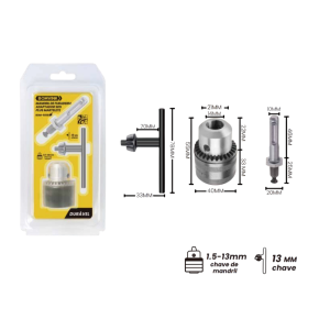 MANDRIL COM CHAVE 13MM  ADAPTADOR SDS PLUS 14MM MARTELETE BOM-5018