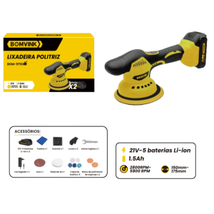 LIXADEIRA POLITRIZ RECARREGAVEL C/2 BATERIAS 21V  BOM-9710