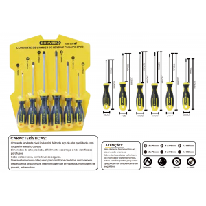 CONJUNTO COM CHAVE DE FENDA E PHILIPS  CABO EMBORRACHADO 6 PCS   BOM-3120