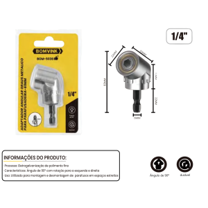 ADATADOR ANGULAR GRAUS METALICO PARA PARAFUSADEIRA 61MM BOM-5036