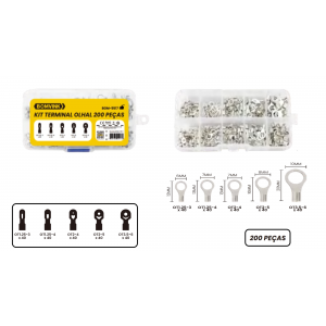 KIT MALETA COM TERMINAL ELETRICO OLHAL 200 PCS BOM-5517