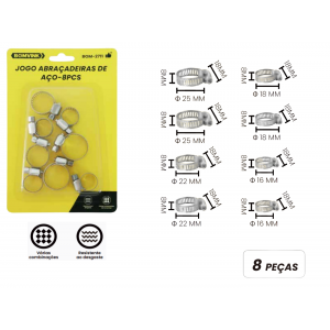 ABRAÇADEIRA DE AÇO COM 8 PCS BOM-2711