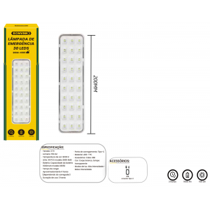 LAMPADA DE EMERGENCIA 30 LEDS BOM-4501