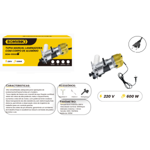 TUPIA MANUAL LAMINADORA COM CORPO DE ALUMINIO 220V 600W BOM-9556