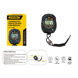 CRONÔMETRO DIGITAL DE MÃO COM BÚSULA BOM-6301